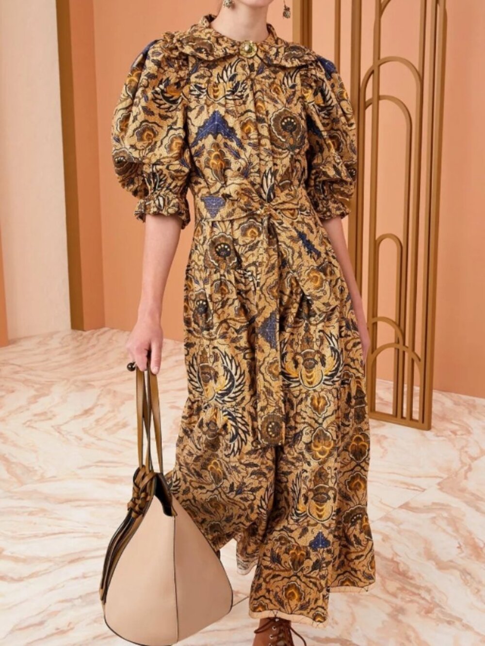 NWOT ULLA JOHNSON Rosalind Midi Dress in Horn XS $495